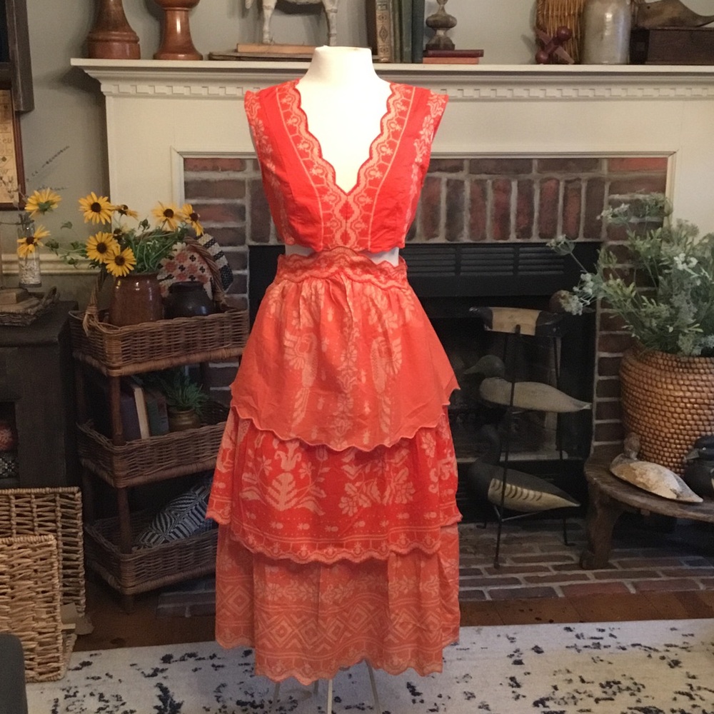 NWT Farm Rio Coral Layered Dress